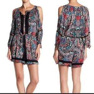 RAGA Boatnic Bliss Cold Shoulder Boho Romper Size S